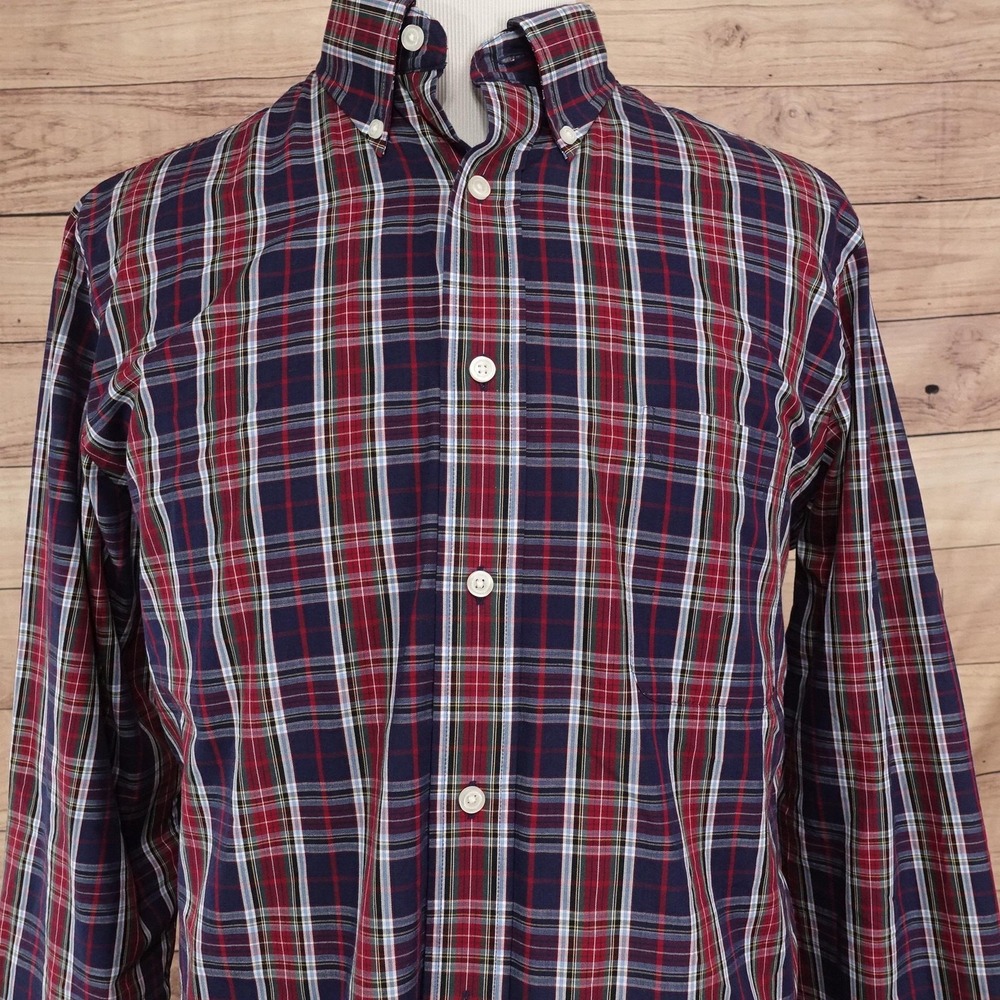Croft & Barrow Shirt Mens L Blue Plaid Long Sleeve Button-Up Classic Fit Pocket